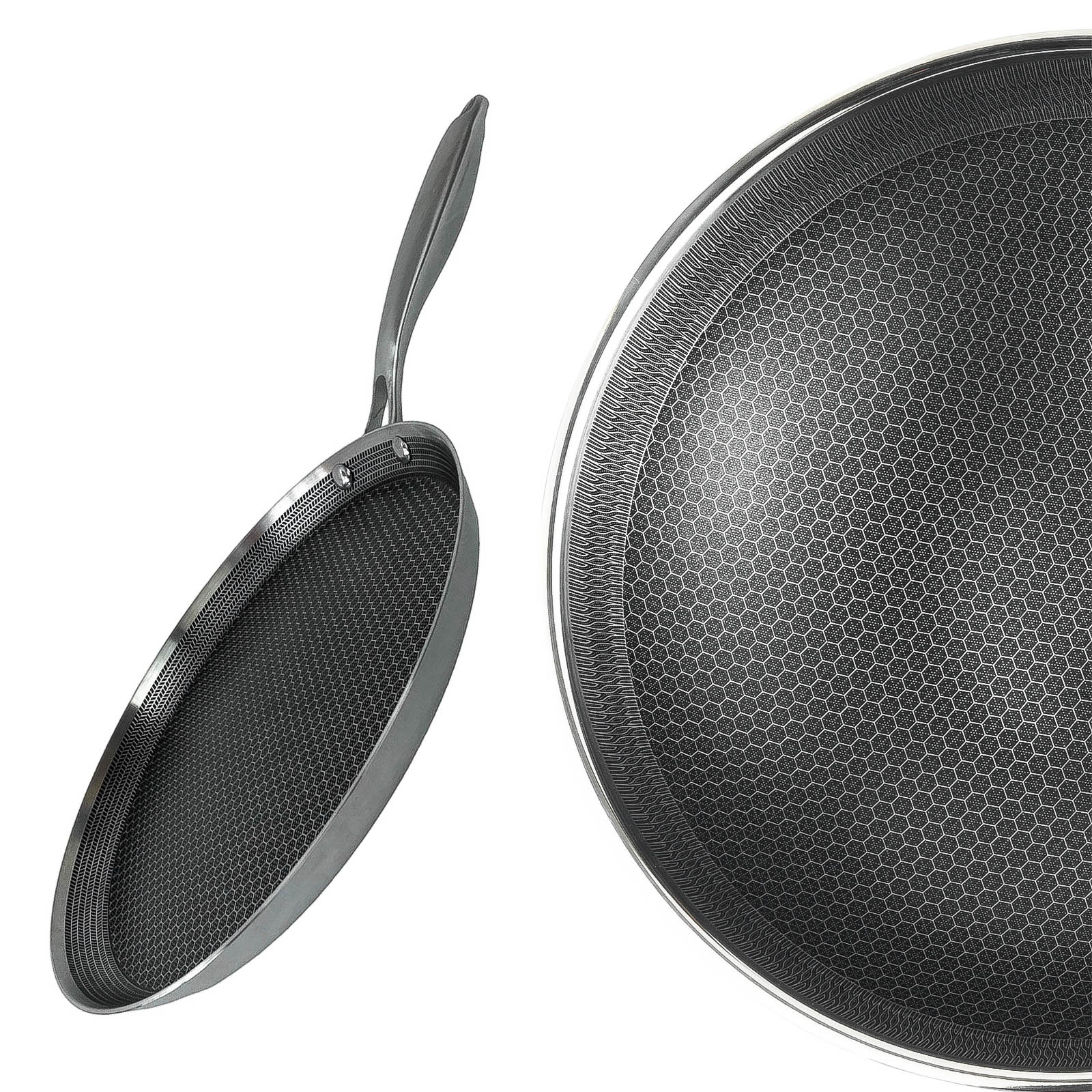 Ø28cm Pfannkuchen Pfanne aus Edelstahl Induktion Bratpfanne Blinis Crêpes Crêpepfanne Omeletts Wabenstruktur – Bild 4